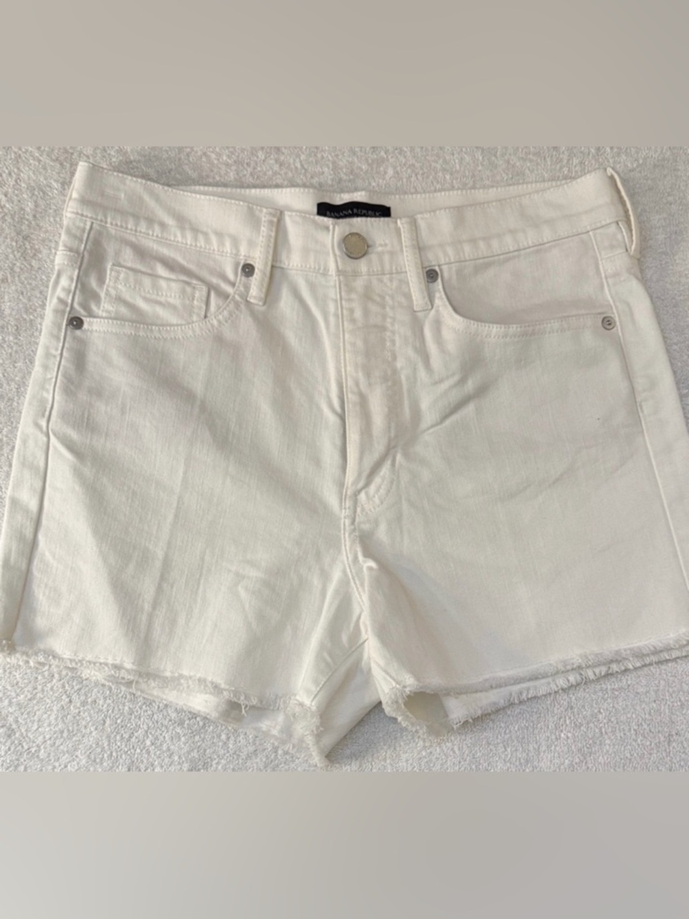 Banana Republic Premium Denim High Rise Jean Distressed Frayed Shorts Preppy